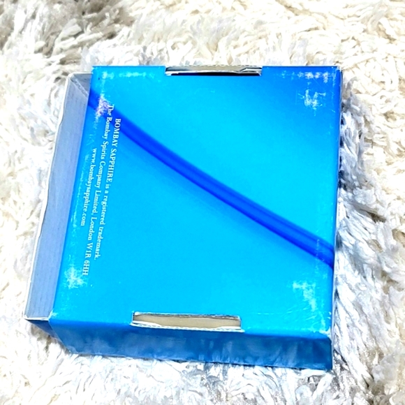 Vintage Bombay Sapphire 4-Piece Square Turquoise Glass Coasters Set - Picture 4 of 9